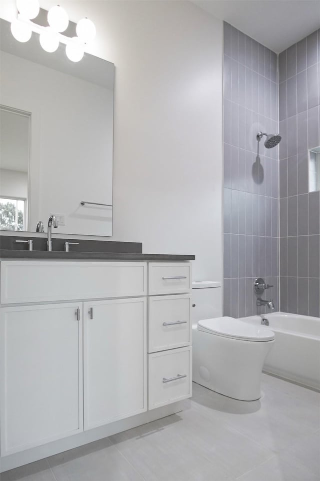 2935 Lovers Ln, University Park, TX 75225 - full bathroom featuring tile patterned floors, toilet, vanity, and shower / tub combination