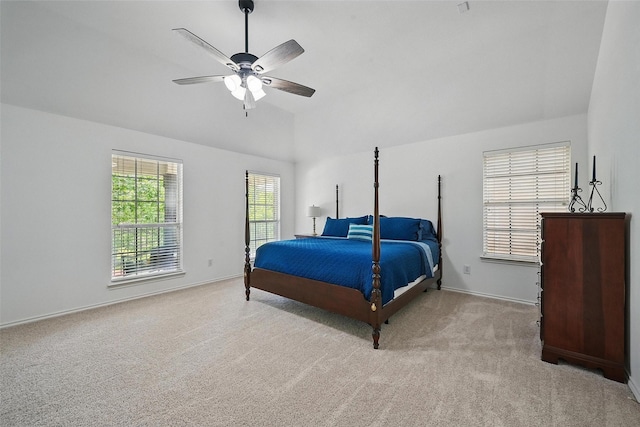1500 Cool Springs Dr, Allen, TX 75013 - bedroom featuring vaulted ceiling, carpet, baseboards, and ceiling fan
