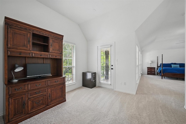 1500 Cool Springs Dr, Allen, TX 75013 - office area with light colored carpet, vaulted ceiling, and baseboards