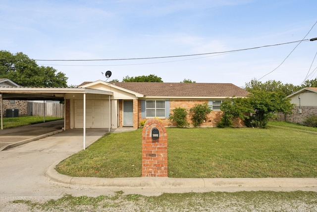 1003 N Washburn St, Decatur, TX 76234 - ranch-style house featuring driveway, a garage, a front lawn, and cooling unit