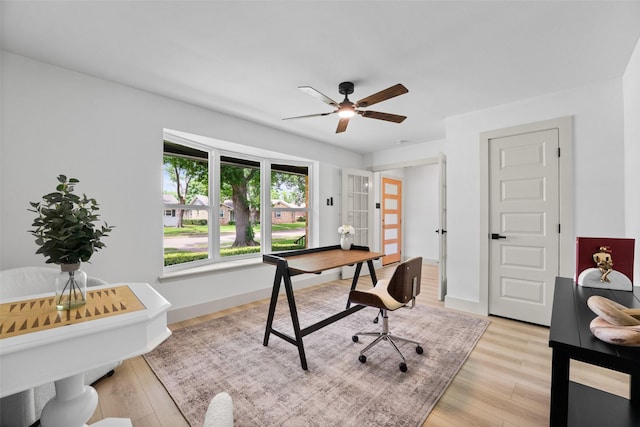 8338 Bocowood Dr, Dallas, TX 75228 - office space featuring ceiling fan and light wood-style floors