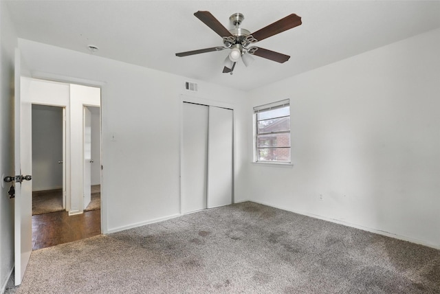 6716 Alma St, Forest Hill, TX 76140 - unfurnished bedroom featuring carpet flooring, a closet, and a ceiling fan