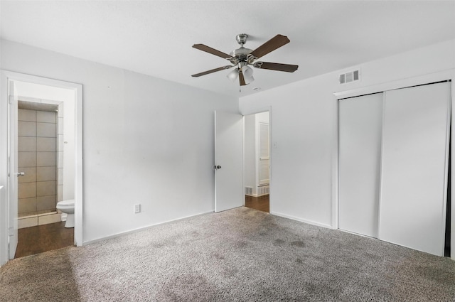 6716 Alma St, Forest Hill, TX 76140 - unfurnished bedroom featuring carpet, a closet, ensuite bath, and ceiling fan
