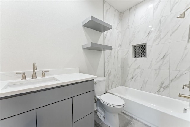 1903 Varsity Dr, Grand Prairie, TX 75051 - full bath featuring toilet, vanity, tub / shower combination, and tile patterned floors