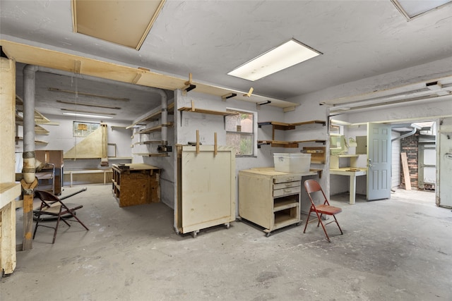 below grade area featuring a workshop area