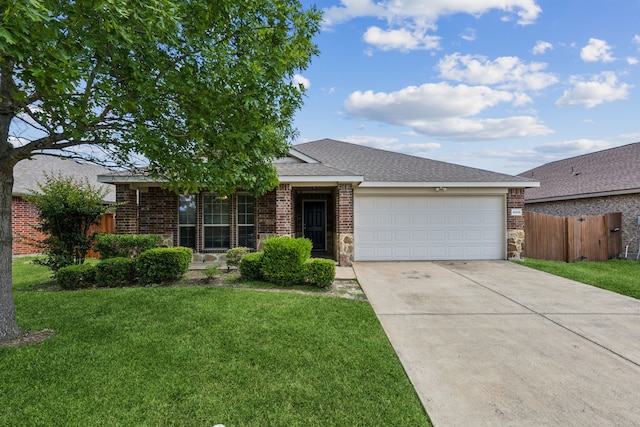 4006 Autumnwood Ln, Heartland, TX 75126 - ranch-style house with concrete driveway, a garage, brick siding, and roof with shingles