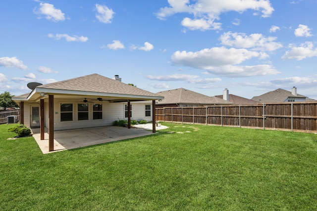 4006 Autumnwood Ln, Heartland, TX 75126 - rear view of property featuring a ceiling fan, cooling unit, a patio, and roof with shingles