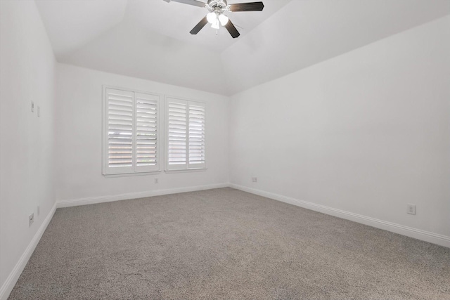 9808 Denali Dr, Little Elm, TX 75068 - carpeted empty room featuring a ceiling fan and vaulted ceiling