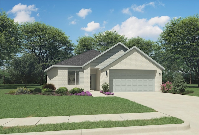 751 Water View Dr, Lavon, TX 75166 - single story home featuring an attached garage, driveway, a front yard, and brick siding