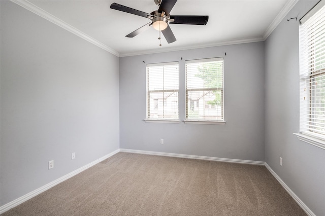 1615 Georgetown Dr, Allen, TX 75013 - carpeted spare room featuring ceiling fan, ornamental molding, and baseboards
