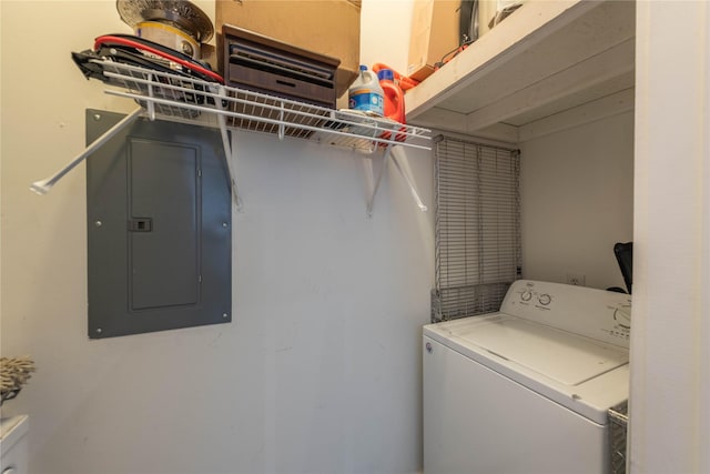 2502 Live Oak St Unit 314, Dallas, TX 75204 - laundry room featuring washer / clothes dryer and electric panel