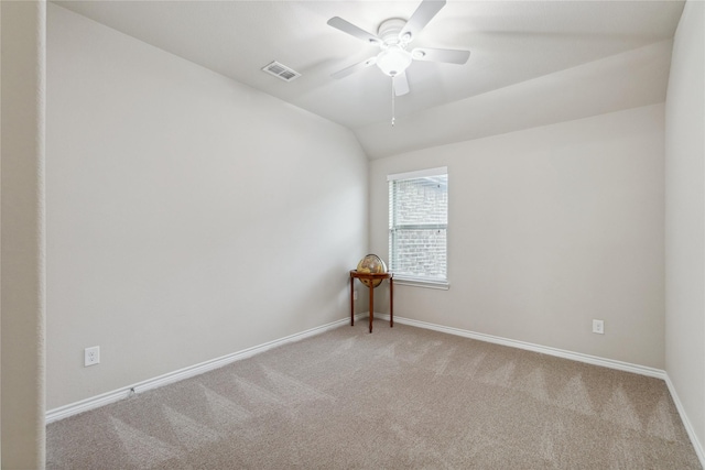 307 Acadia Ln, Forney, TX 75126 - empty room with carpet floors, a ceiling fan, baseboards, and vaulted ceiling