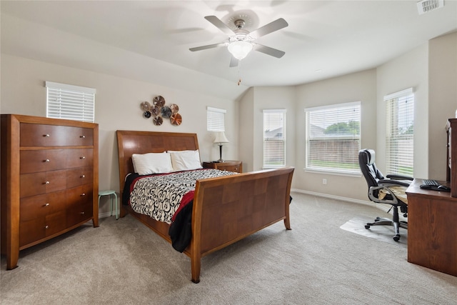 307 Acadia Ln, Forney, TX 75126 - bedroom featuring light colored carpet, an office area, baseboards, and a ceiling fan