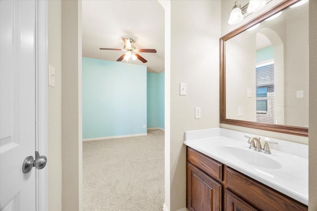 211 Crestbrook Dr, Rockwall, TX 75087 - bathroom with a ceiling fan, vanity, and baseboards