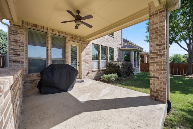 211 Crestbrook Dr, Rockwall, TX 75087 - view of patio / terrace with area for grilling and ceiling fan