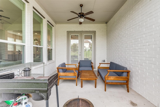 8416 Shoreacres Dr, Mckinney, TX 75070 - view of patio featuring french doors and a ceiling fan