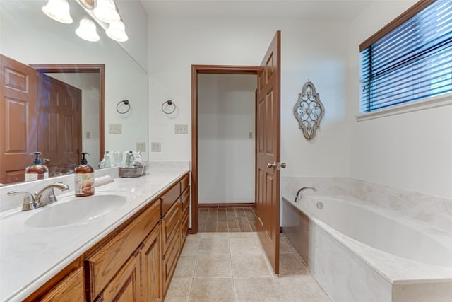 4402 Running Brook Dr, Rowlett, TX 75088 - full bathroom with vanity, a bath, and tile patterned floors