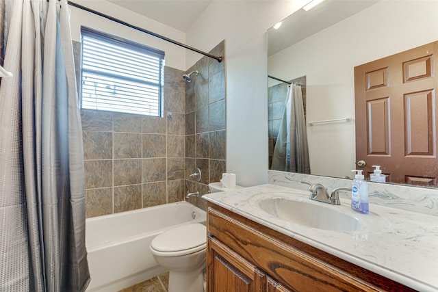 4402 Running Brook Dr, Rowlett, TX 75088 - bathroom with shower / tub combo with curtain, vanity, and toilet