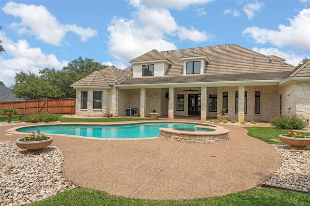 6021 Canyon Trl, Waco, TX 76657 - view of pool with fence, an in-ground hot tub, and a patio area