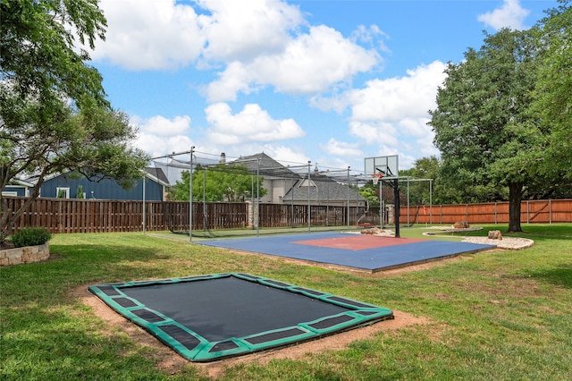 6021 Canyon Trl, Waco, TX 76657 - view of sport court with basketball court and a trampoline