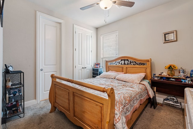 4302 Meadow Hawk Dr, Arlington, TX 76005 - bedroom with baseboards, light carpet, and a ceiling fan