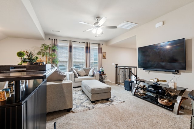 4302 Meadow Hawk Dr, Arlington, TX 76005 - living room featuring ceiling fan and carpet