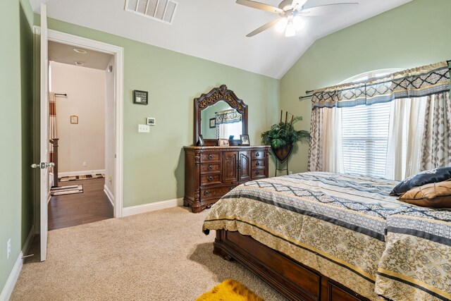 4302 Meadow Hawk Dr, Arlington, TX 76005 - carpeted bedroom with lofted ceiling, multiple windows, baseboards, and ceiling fan