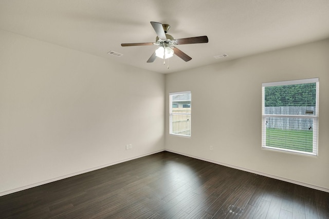 8213 White Hart Dr, Fort Worth, TX 76179 - spare room with ceiling fan and dark wood-type flooring