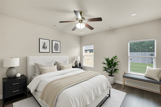 8213 White Hart Dr, Fort Worth, TX 76179 - bedroom with wood finished floors, a ceiling fan, and recessed lighting