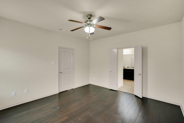 8213 White Hart Dr, Fort Worth, TX 76179 - unfurnished room featuring a ceiling fan and dark wood-type flooring