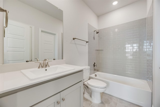 7113 El Matador Dr, Rowlett, TX 75088 - bathroom with toilet, vanity, bathtub / shower combination, and tile patterned floors