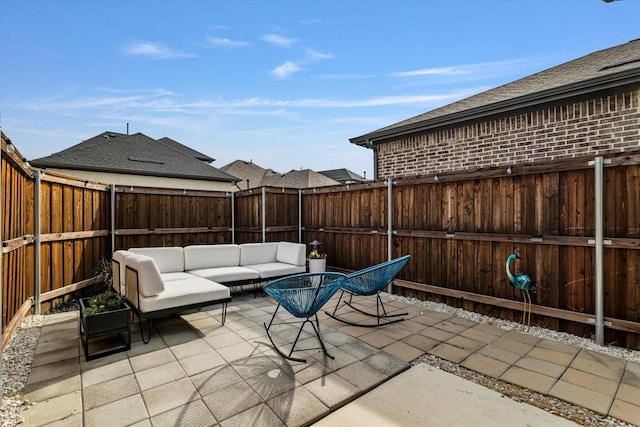 1806 Clouded Wren Dr, Arlington, TX 76005 - view of patio featuring an outdoor living space and a fenced backyard