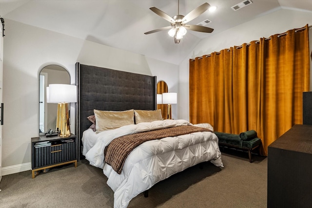 1806 Clouded Wren Dr, Arlington, TX 76005 - bedroom featuring vaulted ceiling, carpet floors, and a ceiling fan