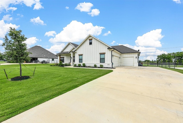 1511 Horseshoe Ct, Justin, TX 76247 - modern farmhouse with board and batten siding, driveway, and a garage