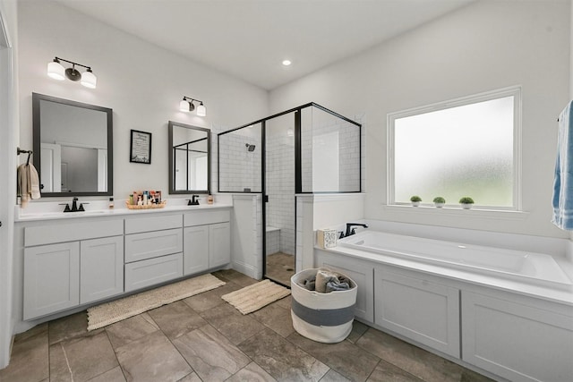 1511 Horseshoe Ct, Justin, TX 76247 - bathroom with a shower stall, double vanity, and a bath