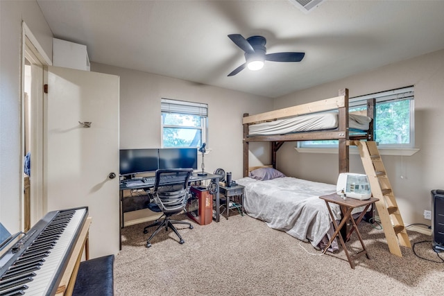 1507 Greenbrier Dr, Sherman, TX 75092 - bedroom featuring carpet, multiple windows, a desk, and ceiling fan