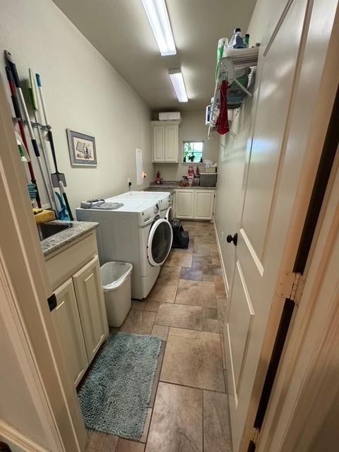 255 Chaparrals Run, Azle, TX 76020 - laundry room with cabinet space and washing machine and clothes dryer