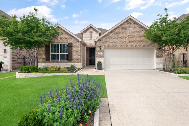1619 Temperance Way, Wylie, TX 75098 - view of front of home with an attached garage, concrete driveway, brick siding, and stone siding