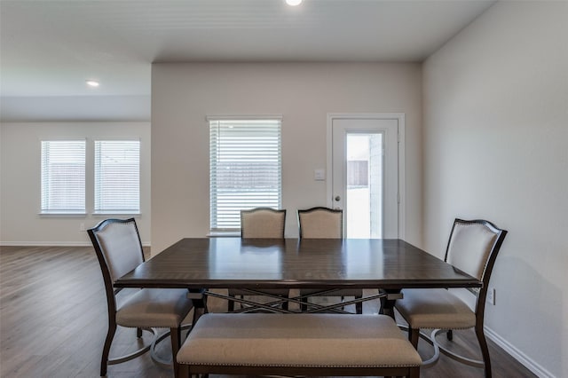 6534 Diver St, Princeton, TX 75407 - dining space featuring dark wood-style flooring, baseboards, healthy amount of natural light, and recessed lighting