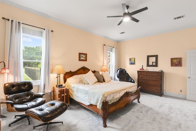 404 High Meadow Ln, Heath, TX 75032 - bedroom with crown molding, carpet flooring, baseboards, and ceiling fan