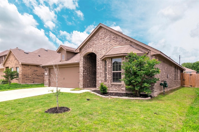 4142 Perch Dr, Forney, TX 75126 - view of front of home with brick siding, an attached garage, and concrete driveway