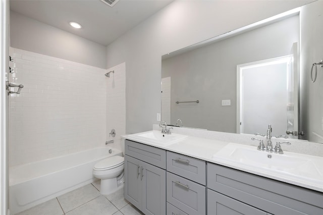 4142 Perch Dr, Forney, TX 75126 - full bath featuring tile patterned flooring, toilet,  shower combination, and double vanity