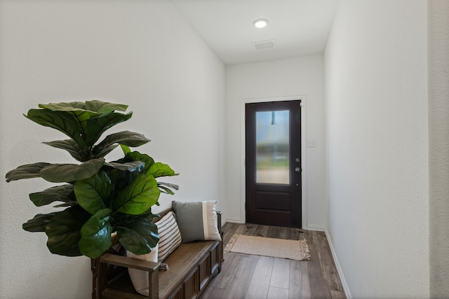 1701 Lake Grove Dr, Little Elm, TX 75068 - doorway to outside with dark wood-type flooring and baseboards