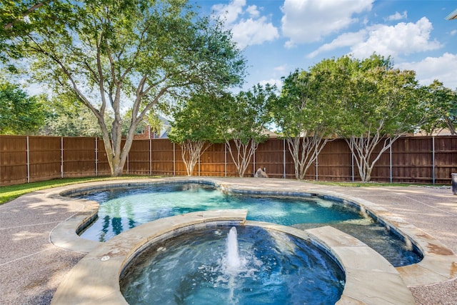3717 Drew Dr, Frisco, TX 75035 - view of swimming pool with a pool with connected hot tub and a fenced backyard