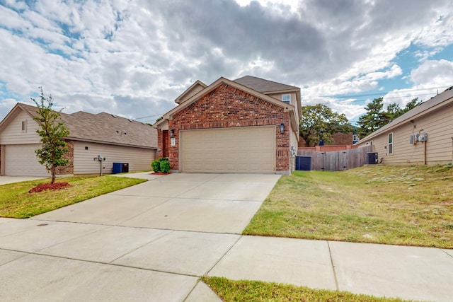 7448 Crossfire Trl, Fort Worth, TX 76112 - traditional-style house with brick siding, cooling unit, and driveway