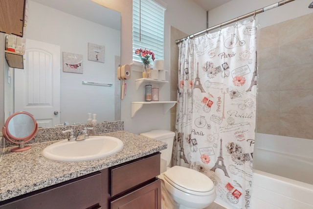 7448 Crossfire Trl, Fort Worth, TX 76112 - bathroom featuring toilet, vanity, and shower / tub combo