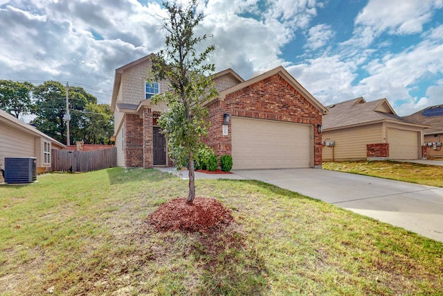 7448 Crossfire Trl, Fort Worth, TX 76112 - view of front of property featuring brick siding, cooling unit, an attached garage, and concrete driveway