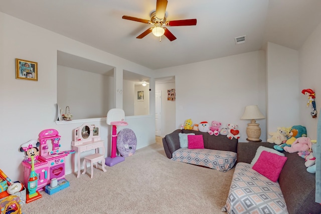 7448 Crossfire Trl, Fort Worth, TX 76112 - playroom featuring carpet flooring and ceiling fan