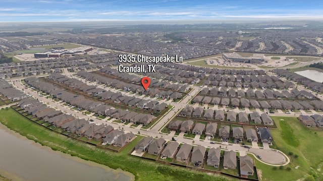 3935 Chesapeake Ln, Crandall, TX 75114 - aerial view of property and surrounding area with nearby suburban area and a large body of water