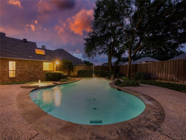 4541 Salerno Cir, Plano, TX 75093 - view of swimming pool featuring a fenced backyard, a pool with connected hot tub, and a patio area